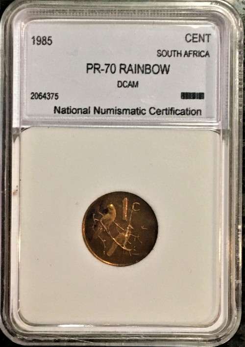 R S A - PROOF DCAM RAINBOW 1 CENT 1985 GRADED PR-70 PEFECT GRADE NNC