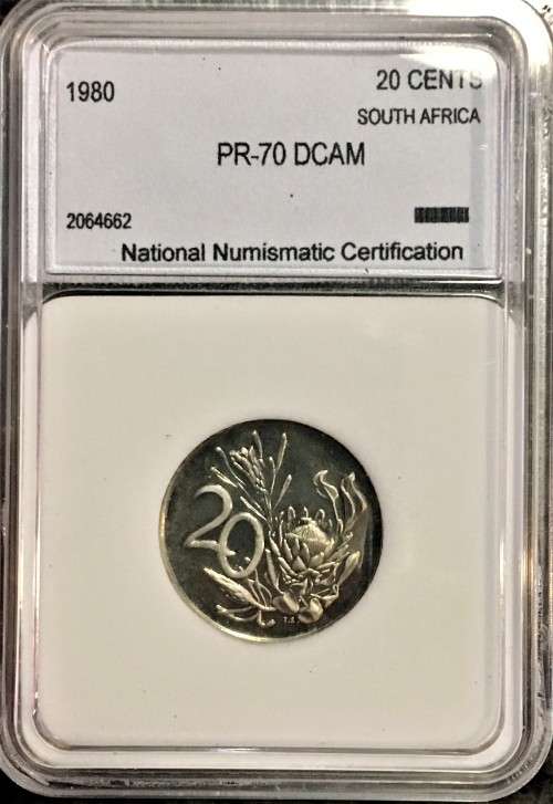 R S A - PROOF DCAM  20 CENT 1980 GRADED PR-70 PEFECT GRADE NNC