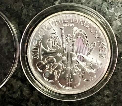 AUSTRIA SIVLER 1.50 EURO 1OZ PURE SILVER .999 VIENNA PHILHARMONIC 2018 BU COMES WITH CAPSULE