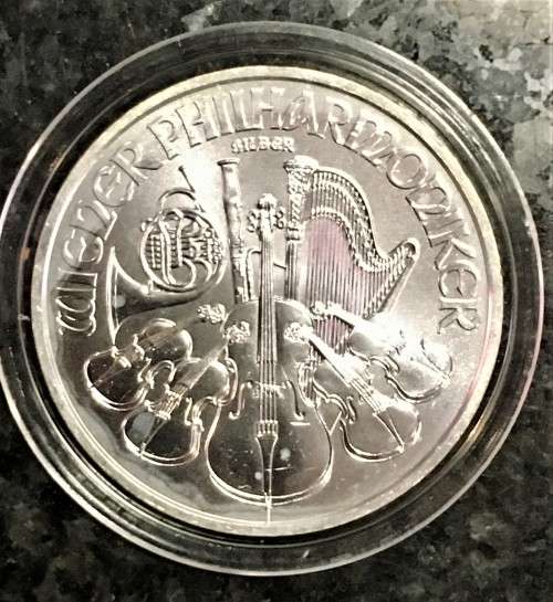 AUSTRIA SIVLER 1.50 EURO 1OZ PURE SILVER .999 VIENNA PHILHARMONIC 2018 BU COMES WITH CAPSULE