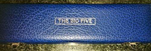 THE BIG 5 PROOF 1OZeach FINE SILVER SET LOVELY BLUE TONING IN BLUE LEATHER BOX 5 x Pure silver 1 oz