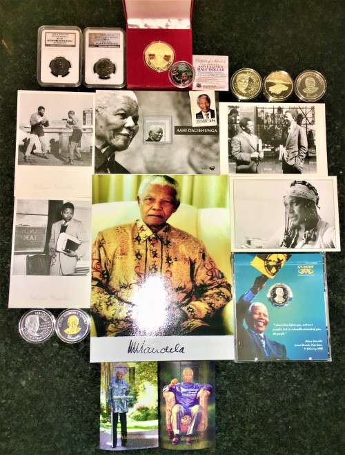 MANDELA COLLECTION EVERYTHING NELSON MANDELA PHOTOS,POST CARDS, STAMPS, COINS AND MEDALLION`S