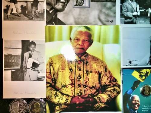 MANDELA COLLECTION EVERYTHING NELSON MANDELA PHOTOS,POST CARDS, STAMPS, COINS AND MEDALLION`S