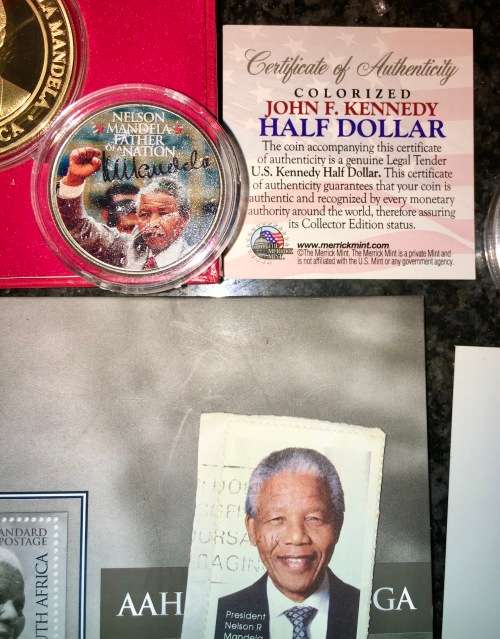 MANDELA COLLECTION EVERYTHING NELSON MANDELA PHOTOS,POST CARDS, STAMPS, COINS AND MEDALLION`S