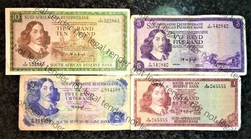 COMPLETE SET OF TW DE JONGH & DECIMALS R10 TO R1 ,,, 1ST TO 3RD ISSUE 1967-1975( 1 BID TAKES ALL)