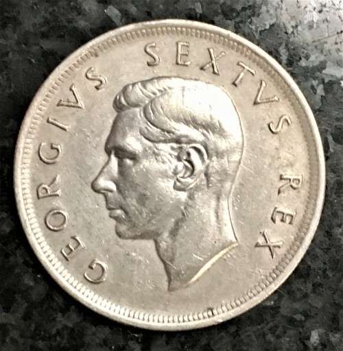 S A UNION SILVER 5 SHILLING 1952 - GOOD CONDITION SILVER CROWN