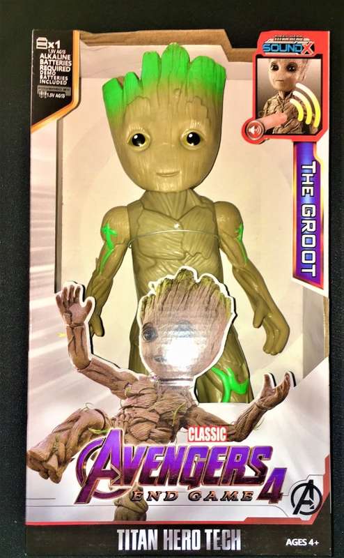 AVENGERS END GAME (THE GROOT) FIGURINE BOXED IN MINT CONDITION NEW 30CM HEIGHT WITH SOUND BUTTON