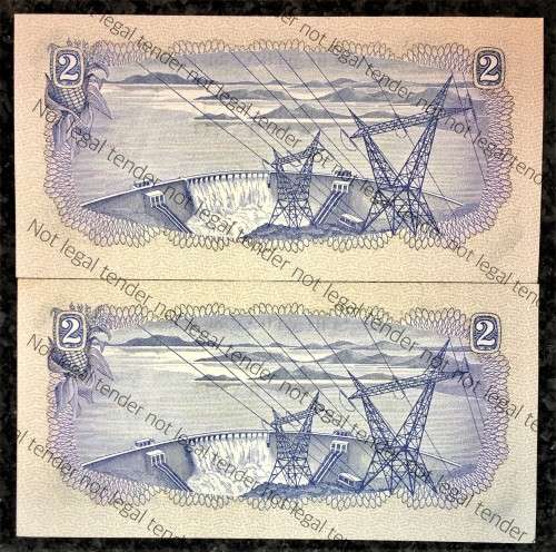 TW DE JONGH R2 IN SEQUENCE D114/ 281988-989 UNC A/E 2ND ISSUE 1974 SPRINGBUCK WTM(1 BID TAKES ALL)