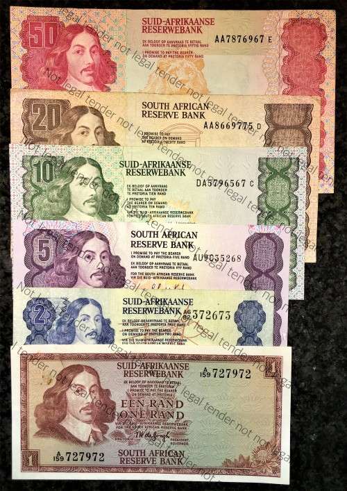 COMPLETE SET OF GPC DE KOCK & DECIMALS  R50AA ,R20AA TO R2 - 1980s[R1 DE JONGH 1975](1 BID TAKES ALL