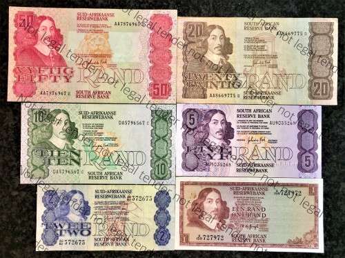 COMPLETE SET OF GPC DE KOCK & DECIMALS  R50AA ,R20AA TO R2 - 1980s[R1 DE JONGH 1975](1 BID TAKES ALL