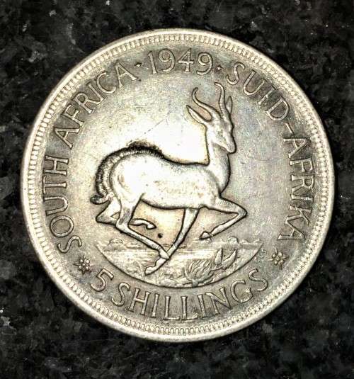 S A UNION SILVER 5 SHILLING 1949 GOOD CONDITION  80%SILVER CROWN