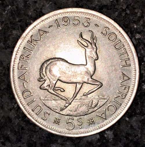 S A UNION SILVER 5 SHILLING 1953 GOOD CONDITION  SILVER CROWN