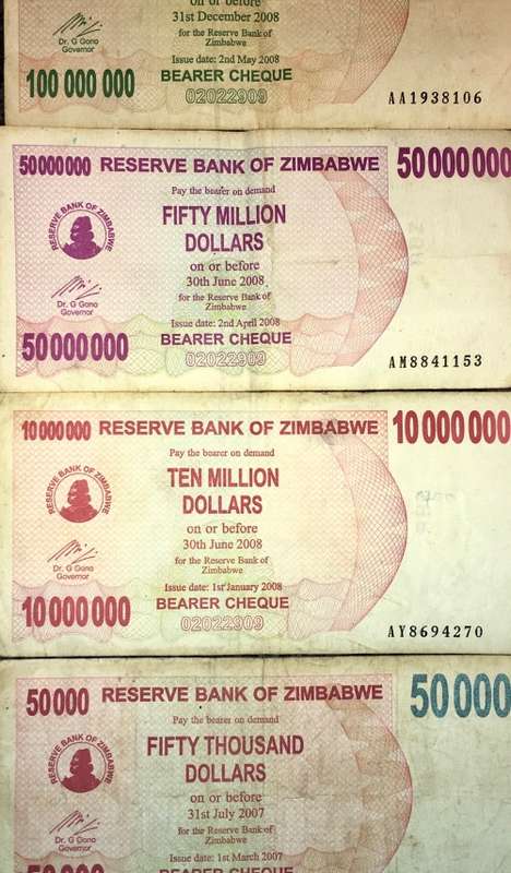 ZIMBABWE SET $100,000,000,$50,000,000, $10,000,000 & $50,000 2008/07(1BID TAKES ALL)