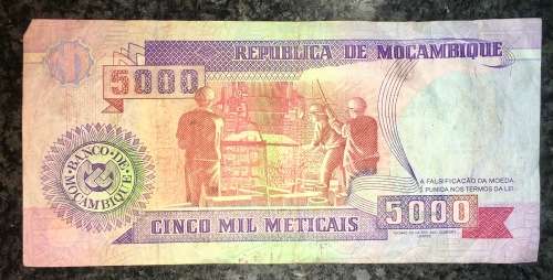 MOZAMBIQUE 5000 METICAIS 1991
