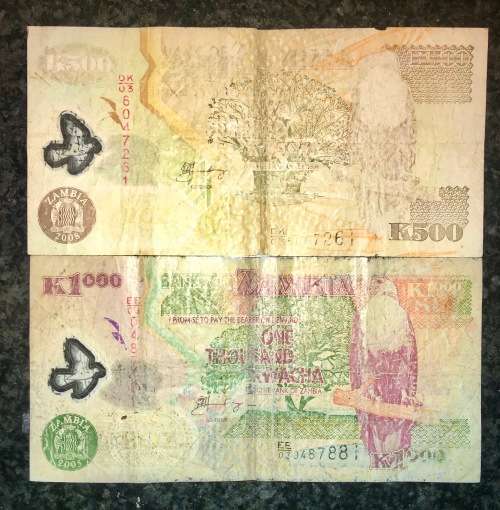 ZAMBIA SET 1000 KWACHA  & 500KW 2005/08(1 BID TAKES ALL)