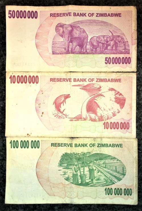 ZIMBABWE SET $100,000,000 , $50,000,000 & $10,000,000 -- 2008(1 BID TAKES ALL)