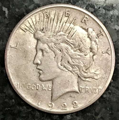 U S A SILVER 1 DOLLAR PEACE DOLLAR 1922 SAN FRANCISCO MINT