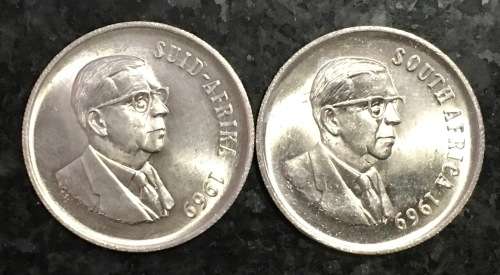 R S A SILVER R1 - 1969 BOTH ENGLISH & AFRIKAANS GOOD CONDITION WITH POUCH SILVER 80%(1 BID TAKES ALL