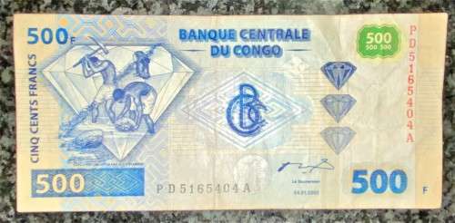 CONGO 500 FRANC 04-01-2002
