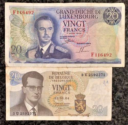 BELGIUM / LUXEMBOURG SET 20 FRANCS 1966 & 1964 ( 1 BID TAKES ALL)