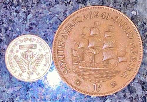S A UNION SET SILVER 3D TICKEY & 1 PENNY 1941 --  80% SILVER(1 BID TAKES ALL)