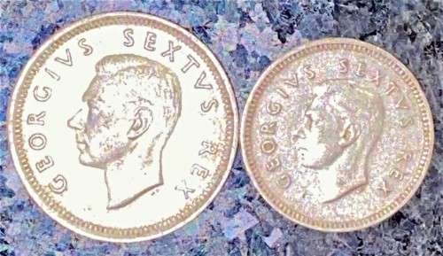 S A UNION SILVER SET 6D SIXPENCE & 3D THREEPENCE TICKEY 1950 --  80% SILVER(1 BID TAKES ALL)