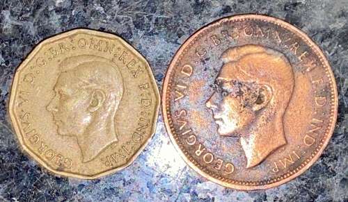 GREAT BRITAIN SET 3D THREEPENCE & 1/2 PENNY 1942 (1 BID TAKES ALL)