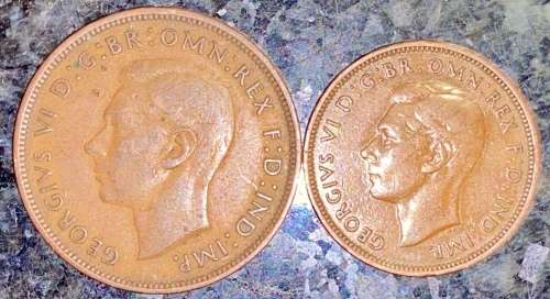 GREAT BRITAIN SET  1 PENNY & 1/2 PENNY 1945 (1 BID TAKES ALL)