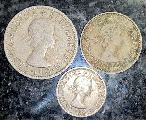 GREAT BRITAIN SET  2 SHILLING, 1 SHILLING & 6PENCE 1956 (1 BID TAKE ALL)