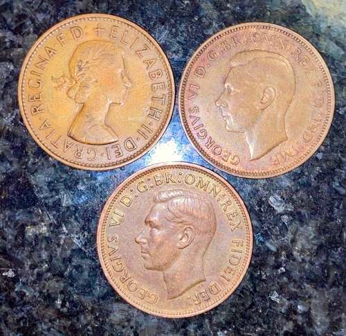 GREAT BRITAIN SET 1 PENNY  1947, 1949, 1967 (1 BID TAKES ALL)