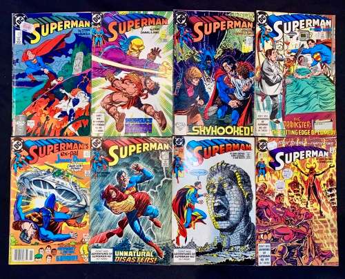 SUPERMAN SET NO 23(50 YEARS),NO 32,NO 34,NO 36,NO 37,NO 38,NO 39,NO 47- 1988-1990 (DC)GOOD CONDITION