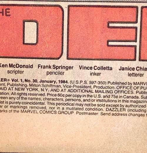 DAZZLER  -    NO 30 -  1984 (MARVEL)