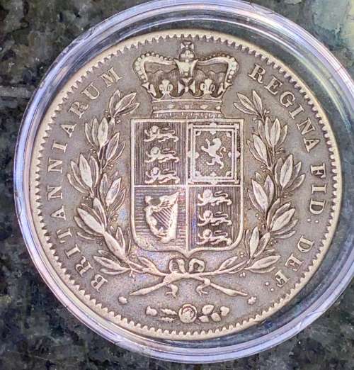 BRITIAN SILVER 5 SHILLING /CROWN 1847 YOUNG QUEEN VICTORIA IN CAPSULE 176 YEARS OLD