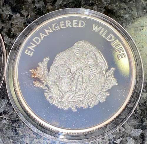 MALAWI PROOF10 KWACHA 2005 CHIMP ENDANGERED WILDLIFE SILVER CLAD COMES IN CAPSULE