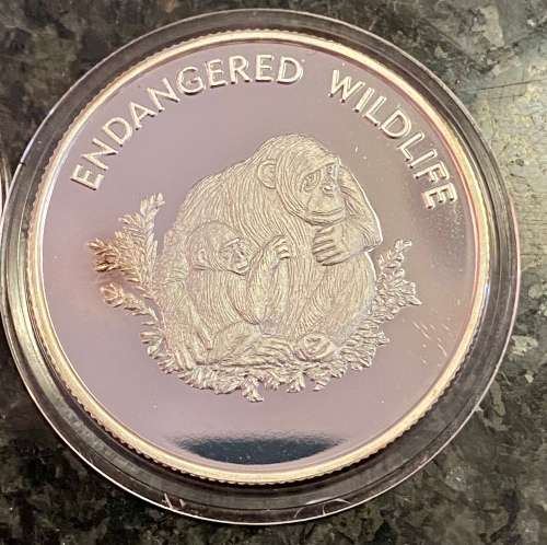 MALAWI PROOF10 KWACHA 2005 CHIMP ENDANGERED WILDLIFE SILVER CLAD COMES IN CAPSULE
