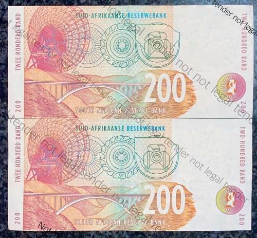 TT MBOWENI R200 IN SEQUENCE AC2983240-239 --1999 FIRST ISSUE AUNC (LEOPARD WTM) (1 BID TAKES ALL)