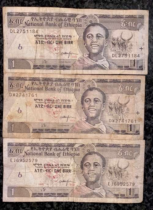ETHIOPIA  1 BIRR 2003  X 3 (1 BID TAKES ALL)