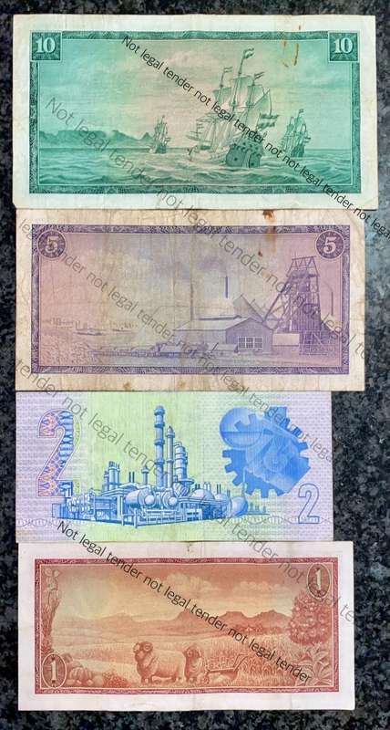 SET OF VARIOUS GOVERNORS & DECIMALS R10 TO R1 1967-1980s  ( 1 BID TAKES ALL)