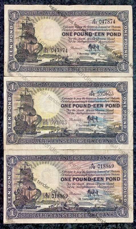 MH DE KOCK SET 1 POUND 1945 -A151, 1946 -A156 & 1947 -A178 E/A FIRST ISSUE (1 BID TAKES ALL)