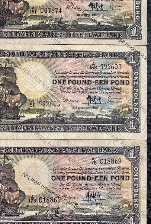 MH DE KOCK SET 1 POUND 1945 -A151, 1946 -A156 & 1947 -A178 E/A FIRST ISSUE (1 BID TAKES ALL)