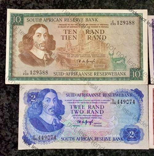 COMPLETE SET OF TW DE JONGH & DECIMALS R10 TO R1 ,,,1967-1975 GOOD CONDITION  (1 BID TAKES ALL)