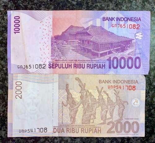 INDONESIA SET 10,000 RUPIAH 2015 & 2000 RUPIAH 2014(1 BID TAKES ALL)