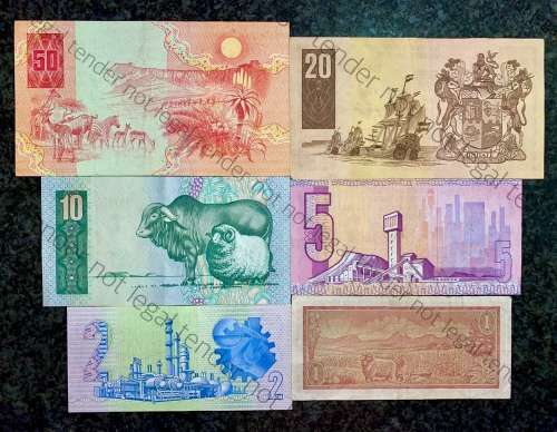 COMPLETE SET OF GPC DE KOCK & DECIMALS R50 TO R2 - 1980s UNC-EF+(R1 TW DE JONGH VF)(1 BID TAKES ALL