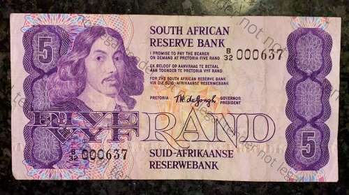 TW DE JONGH R5 LOW NUMBER 000637 E/A VAN RIEBEECK WTM 4TH ISSUE 1978