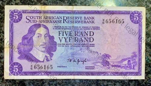REPLACEMENT NOTE TW DE JONGH R5 -- X6 -- 1967 E/A 1ST ISSUE SPRINGBUCK WTM