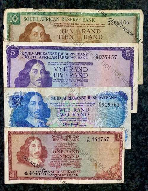 COMPLETE SET REPLACEMENT NOTES TW DE JONGH R10 -W3, R5 -X3, R2 -Y3 & R1 -Z30 -- 1967-1976 ALL THE 3s