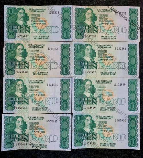 TW DE JONGH R10 -C3, C5, C6, C9, C10, C14, C15 & C16- 4TH ISSUE 1978 (1 BID TAKES ALL 8 NOTES)