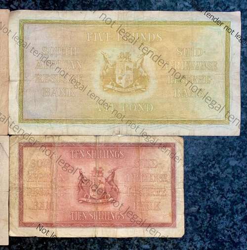 J POSTMUS SET 10 POUND F1 -1943 ,5 POUND B21 -1942 ,1 POUND 1943 & 10 SHILLINGS E72 -1945 ALL E/A