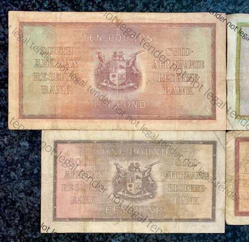 J POSTMUS SET 10 POUND F1 -1943 ,5 POUND B21 -1942 ,1 POUND 1943 & 10 SHILLINGS E72 -1945 ALL E/A