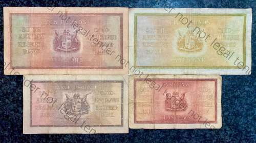 J POSTMUS SET 10 POUND F1 -1943 ,5 POUND B21 -1942 ,1 POUND 1943 & 10 SHILLINGS E72 -1945 ALL E/A